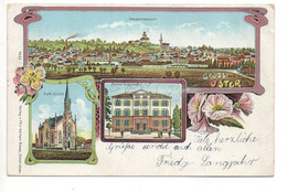 LITHO Gruss Aus USTER Jugendstil Primar Schulhaus Kath. Kirche Verlag Hörbert Uster No. 4592 Gel. 1911 N. Itzikon - Uster