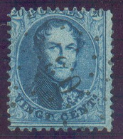 N°15A - Médaillon 20 Centimes Bleu, Obl. ambulant LP.O.3. bien Nette. - TTB -  20576 - 1863-1864 Medaillen (13/16)