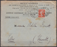 Semeuse  10c Rouge Perforée  S.G. Sur Enveloppe Pub + Courrier De PARIS Le 14 Mai 1913  Pour 34 CEILHES - Brieven En Documenten