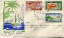 TOKELAU ENVELOPPE " SOUVENIR COVER " DEPART NUKUNONU 22 JE 48 TOKELAU ISLANDS POUR LES SAMOA - Tokelau