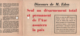 TRACT PROPAGANDE ALLIEE DISCOURS DE M. EDEN  CODE F.50 - 1939-45