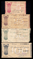 España Spain Civil War Bilbao Full Set 5 25 50 100 Pesetas 1936 Pick S551-S554 BC/+ F/+ - Sonstige & Ohne Zuordnung