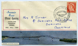 NEW ZEALAND : OFFICIAL OPENING - AUCKLAND HARBOUR BRIDGE, 1959 / OWAIRAKA POST OFFICE / NORTHCOTE - Cartas & Documentos