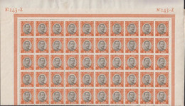 1920. ISLAND. Official. Christian X. 5 Aur Orange/grey. Complete Folded Sheet With 100 Stamps... (Michel D35) - JF527661 - Servizio