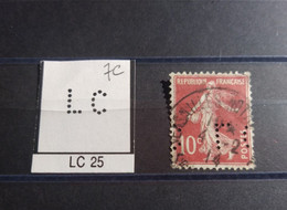 FRANCE TIMBRE LC 25 INDICE 7  SUR  139 SEMEUSE  PERFORE PERFORES PERFIN PERFINS PERFORATION PERCE  LOCHUNG - Used Stamps