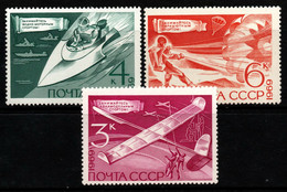 0459- URSS - 1969 - SC#: 3684-3686 - MNH - PARACHUTE JUMPING, MODEL AIRCRATF, MOTORBOATS - TECHNICAL SPORTS - Fallschirmspringen