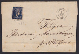 GREECE 1878 Entire 20L Large Hermes Deep Blue - Storia Postale