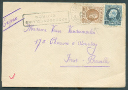 N°203-215 - 50 Cent. HOUYOUX + 1Fr. MONTENEZ obl. Télégraphique BOURG-LEOPOLD s/L. Exprès (gr. Bil.) Du 2 Juillet 1927 V - 1921-1925 Montenez Pequeño