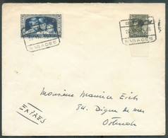 N°401-406 - 70c. LEOPOLD III Col Fermé + 1Fr.75 Enfants Royaux obl. Ferroviaire SPA/BAGAGES sur Lettre Expres du 22-IX-1 - 1934-1935 Leopoldo III