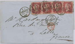 GB 1862, QV 1 D Stars Strip Of Three (LC-LE) And Single Stamp (NE) Seems To Be From Two Different Plates - Lettres & Documents