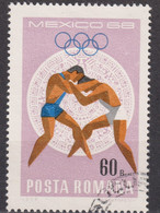 1968 Rumänien,  Mi:RO 2701°, Yt:RO 2404°, Ringer, Olympiade Mexiko - Lutte