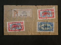 BK6 CAMEROUN   LETTRE RECOM. FRAGMENT CURIOSITé 1922 PETIT BUREAU DUME  +FEMME BAKALOI SURCHARGE++  AFFR. INTERESSANT ++ - Covers & Documents