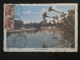 BK6 ALGERIE BELLE CARTE  1933 COLOMB BECHAR ORAN ++PAIRE DE PREOB SURCHARGES+  AFFR.INTERESSANT ++++ - Storia Postale