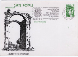 Entier Postal  N° 1973 (1,00 Sabine) Repiqué MAINTENON 1980 - Bigewerkte Envelop  (voor 1995)
