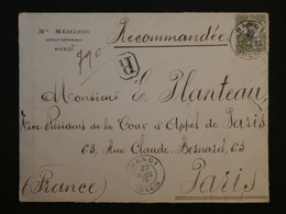 BK6  INDOCHINE  BELLE LETTRE 1916 HANOI  A PARIS FRANCE+ 35C  ++AFFRANCH. INTERESSANT++ - Lettres & Documents