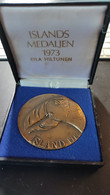 Island - Bronzekunstmedaille (1973) 'Islands Medaljen' V. Eila Hiltunen, Original Etui Gussfrisch. Médaille De Bronze - Souvenirs