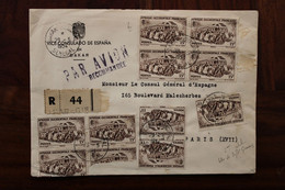 1954 SENEGAL France Enveloppe Consulado Espana Spain Espagne Cover Air Mail Colonies AOF Recommandé Registered R - Lettres & Documents