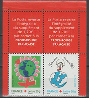 FRANCE Yvert N° 3991P+vignettes Attenante** ( P3991 + Vignettes) Croix-Rouge Paire Haut Du Carnet.** MNH - Ungebraucht