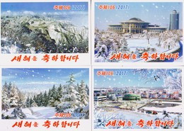 North Korea 2017 Happy New Year Postal Cards  5 Pcs - Corea Del Nord