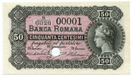 50 CENTESIMI LIRE SPECIMEN BANCA ROMANA REGNO D'ITALIA 1872 FDS - Sonstige & Ohne Zuordnung