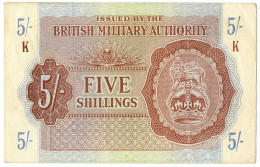 5 SHILLINGS OCCUPAZIONE INGLESE ITALIA BRITISH M. AUTHORITY 1943 BB/SPL - Allied Occupation WWII