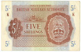 5 SHILLINGS OCCUPAZIONE INGLESE ITALIA BRITISH M. AUTHORITY 1943 BB/SPL - Geallieerde Bezetting Tweede Wereldoorlog