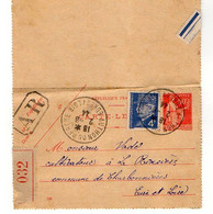 TB 3755 - 1944 - Entier Postal Type Paix / Carte - Lettre En AR  / Mr FRETT à CHARBONNIERES MP AUTHON DU PERCHE - Kartenbriefe