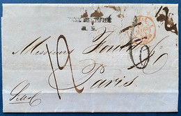 Lettre De 1862 De Rotterdam Non Affranchie Pour Paris Taxée 6, Puis Remplacée Par 12 + Griffe TAXE RECTIFIEE R TTB - Marcophilie