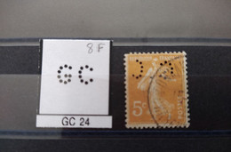 FRANCE TIMBRE GC 24 INDICE 8 SUR SEMEUSE PERFORE PERFORES PERFIN PERFINS PERFORATION PERCE  LOCHUNG - Usados