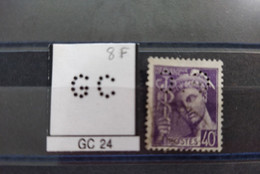FRANCE TIMBRE GC 24 INDICE 8  PERFORE PERFORES PERFIN PERFINS PERFORATION PERCE  LOCHUNG - Oblitérés
