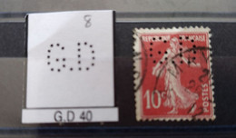 FRANCE TIMBRE GC 30 INDICE 8 SUR 138 PERFORE PERFORES PERFIN PERFINS PERFORATION PERCE  LOCHUNG - Used Stamps