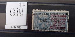 FRANCE TIMBRE GN 100 INDICE 7 SUR FISCAL PERFORE PERFORES PERFIN PERFINS PERFORATION PERCE  LOCHUNG - Used Stamps