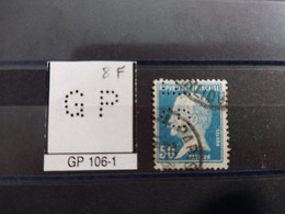 FRANCE TIMBRE GP 106-1 INDICE 8   PERFORE PERFORES PERFIN PERFINS PERFORATION PERCE  LOCHUNG - Oblitérés