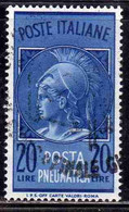 ITALIA REPUBBLICA ITALY REPUBLIC 1958 1966 POSTA PNEUMATICA TESTA DI MINERVA HEAD LIRE 20 USATO USED OBLITERE' - Express-post/pneumatisch