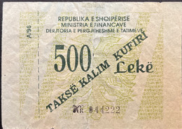 Albania 500 Leke, P-NL - Vintage Border Crossing Tax Tiket - Used - Albanien