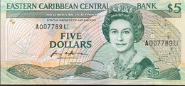 East Caribben States 5 Dollars, P-22u (1988) - UNC - A007789 - Anguilla Issue - Caraïbes Orientales