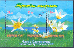 2021. Kyrgyzstan, Flora, Fauna, Turkestan Tulips, S/s Perforated, Mint/** - Kirghizistan