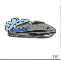 Pin's Transport - Train / SNCF - TGV Gris - Version Ciel Bleu Et Oiseaux. Est. Arc En Ciel - Brunoy Rail. Zamac. T893-03 - TGV