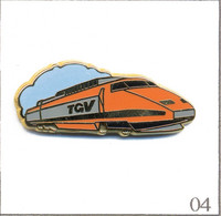 Pin's Transport - Train / SNCF - TGV Orange - Version Ciel Bleu. Estampillé Arc En Ciel - Brunoy Rail. Zamac. T893-04 - TGV