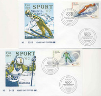 820  Jeux Olympiques D'hiver 2002 - Winter Olympics Salt Lake City: 2 FDC From Germany. Biathlon Ski - Hiver 2002: Salt Lake City