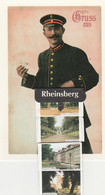 AK Gruss Aus Rheinsberg Mit Postbote Und 10 Kleine Fotos In Der Posttasche - Rheinsberg