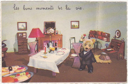 Jolie Carte Fantaisie / Ours (Ourson) Les Bons Moments De La Vie / Création Gilles Claude - Geklede Dieren