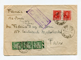 !!! GUERRE D'ESPAGNE, LETTRE DE JEREZ DE LA FRONTERA  16/6/1938 POUR PARIS, AVEC CENSURE NATIONALISTE. TAXEE A L'ARRIVEE - Nationalists Censor Marks