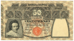 50 LIRE BANCO DI NAPOLI BIGLIETTO AL PORTATORE 31/05/1915 SPL+ - Andere & Zonder Classificatie