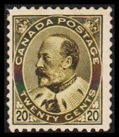 1903-1912. CANADA. EDWARD TWENTY CENTS. Hinged. Unusual Stamp.  (Michel 82) - JF527546 - Ongebruikt