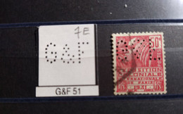 FRANCE TIMBRE G&F 51 INDICE 7  PERFORE PERFORES PERFIN PERFINS PERFORATION PERCE  LOCHUNG - Oblitérés