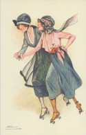 Illustration De Suzanne MEUNIER : « Parisiennes à La Mode De 1918 » - Repro D'une Carte Ancienne - Style Art Nouveau. - Meunier, S.