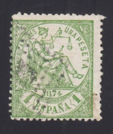 ESAPAÑA, 1874 Edifil 150, 1 Pts Verde. - Oblitérés