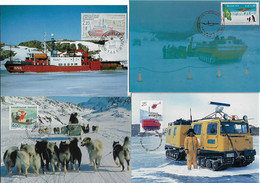 Greenland Australian Antarctic Territory French Southern Antarctic Lands Brazil 4 Maximum Card Arctic Ship Tractor Sled - Andere Vervoerswijzen