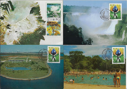 Brazil 1978/2004 4 Maximum Card Alluding To Iguaçu Falls Potable Water Lake Swimming Pool - Maximum Cards